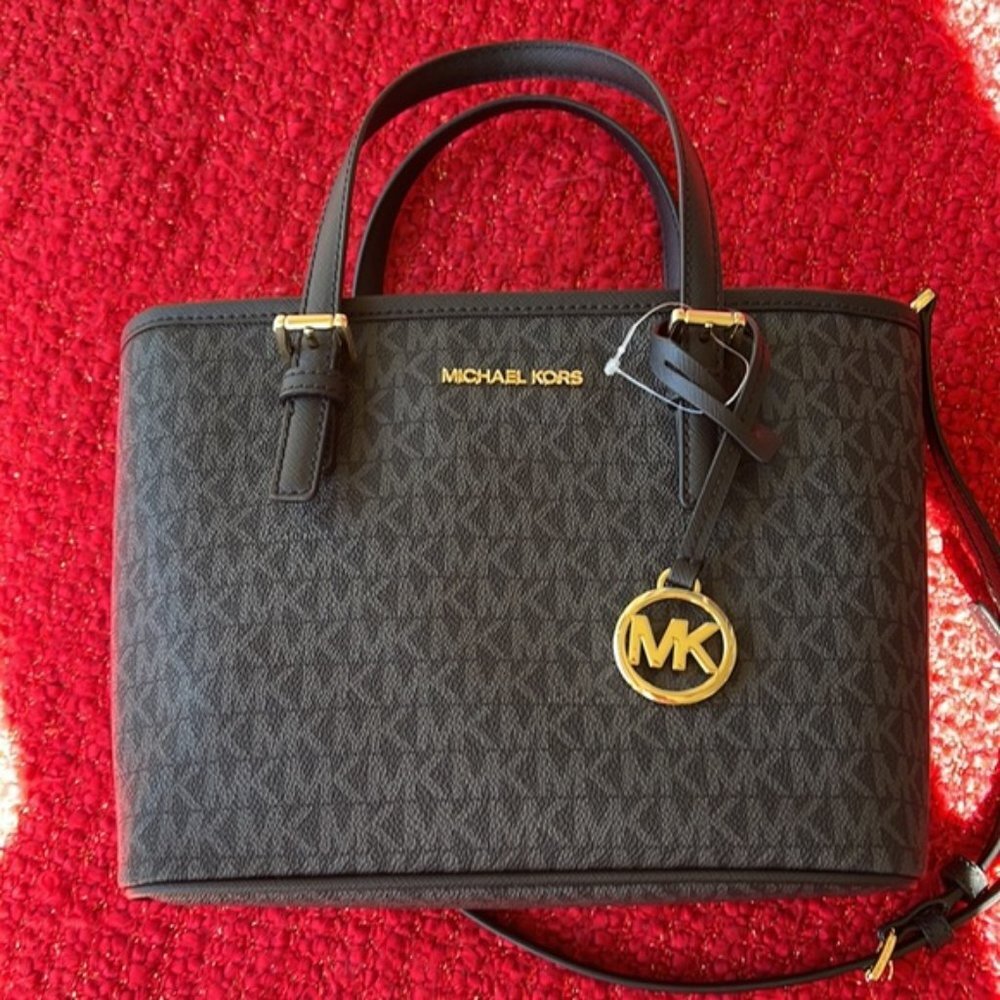 Michael Kors Jet Set Travel XS Carryall Tote Top Zip Tote Black